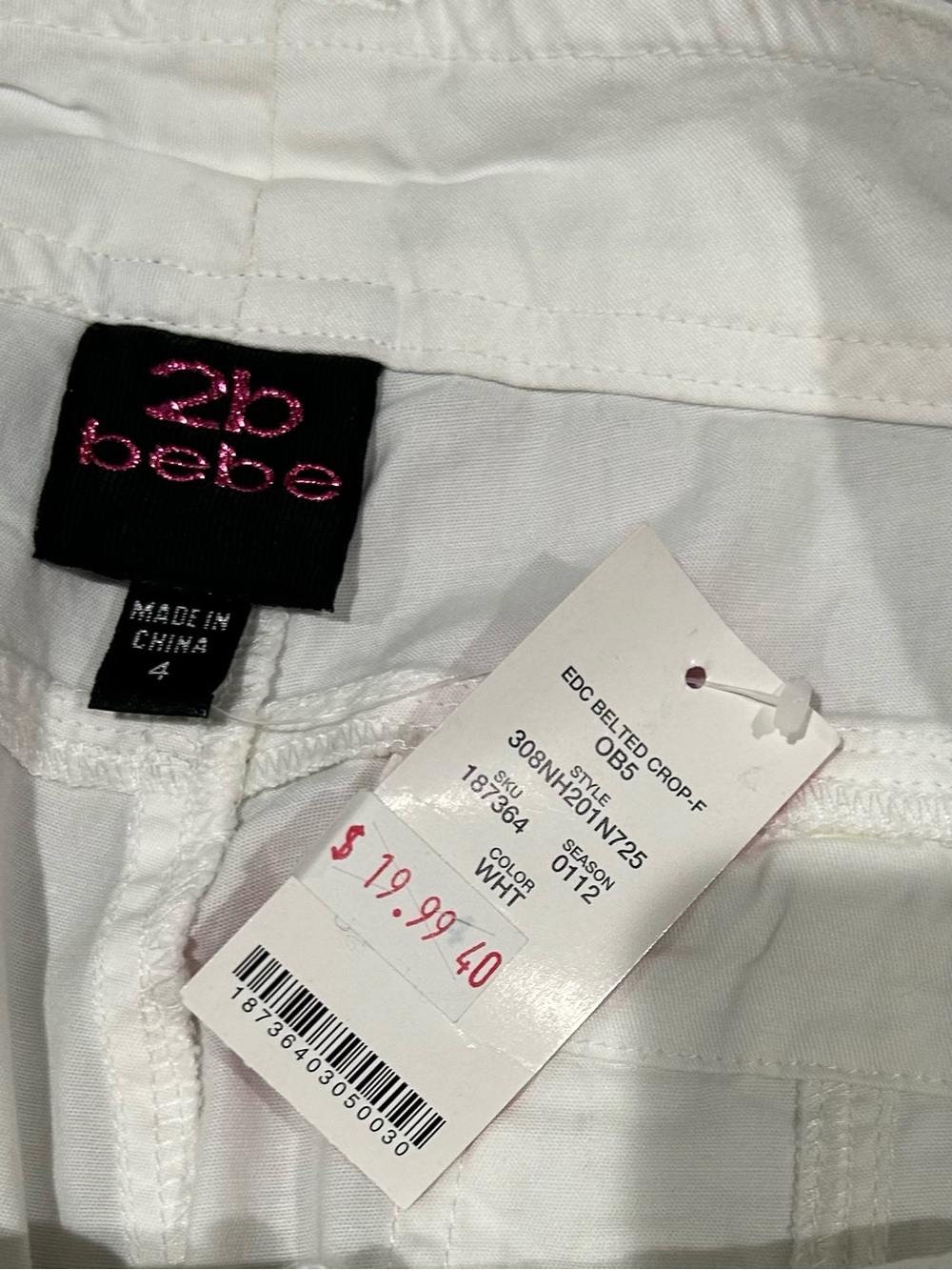 bebe White Pants with Pink Logo Tag - Picture 5 of 5